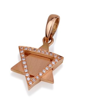 Deluxe 18K Rose Gold Star of David pendant with diamonds