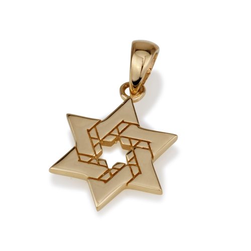 14k Gold Star of David Pendant - Ben 