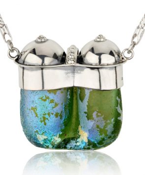 Silver Hand Made Roman Glass Necklace