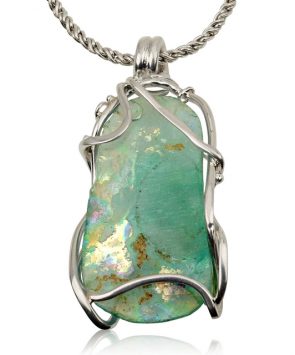 Silver Hand Made Roman Glass Necklace