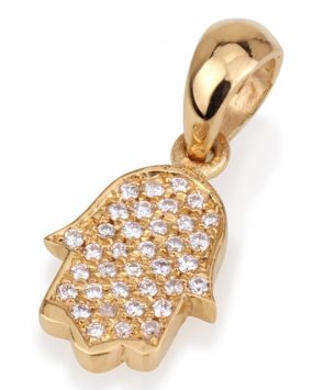 18K gold Hamsa Pendant with Diamonds