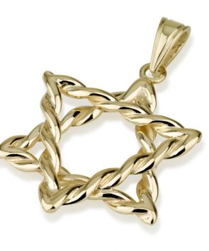 14K Gold Star of David Twisted Pendant