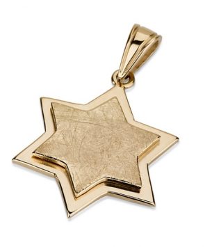 14K Gold Star of David Layered Pendant