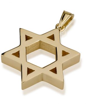 14K Gold Star of David Pendant in Massive Style