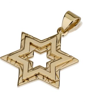 14K Gold Star of David Pendant –  Cut Out Design