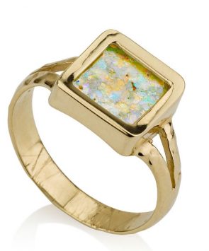 14K Gold Roman Glass Ring