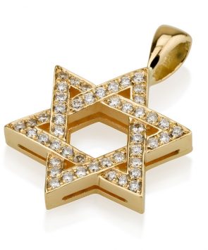 Deluxe 18K Gold Star of David Pendant with Diamonds