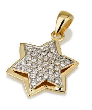 18K Gold star of David with diamonds