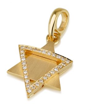 Deluxe 18K Gold Star of David pendant with diamonds