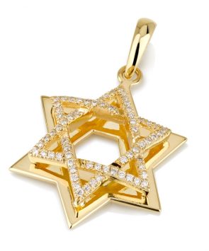 18K Gold star of David with diamonds