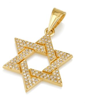 Deluxe 18K Gold Star of David pendant with diamonds