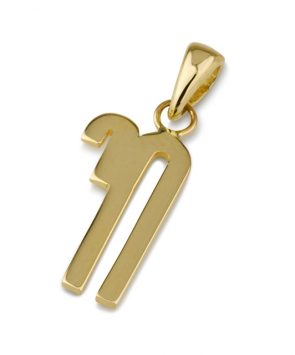 14k Gold Chai elongated shape Pendant
