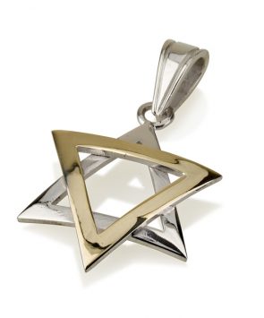14k white and yellow gold Star of David Pendant