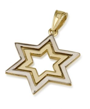 14k yellow and white Gold Star of David Pendant