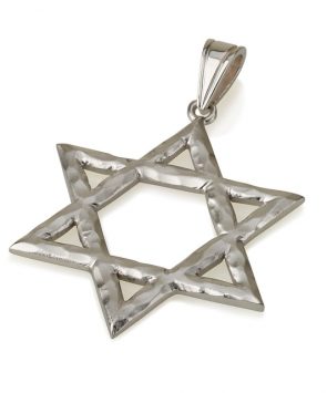 14k white Gold Star of David Pendant