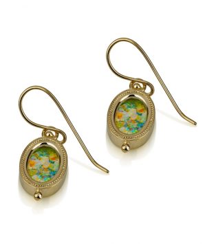 14k gold Roman Glass earrings