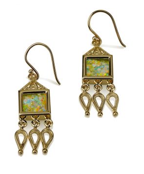 14k gold Roman Glass earrings