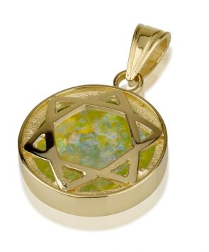 14k gold Roman Glass pendant