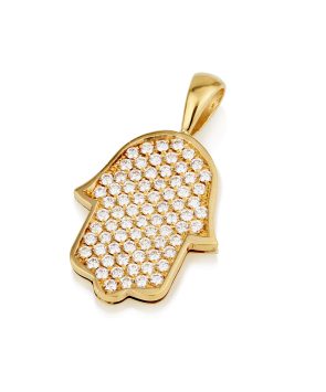 18k Gold Hamsa Pendant with Diamonds